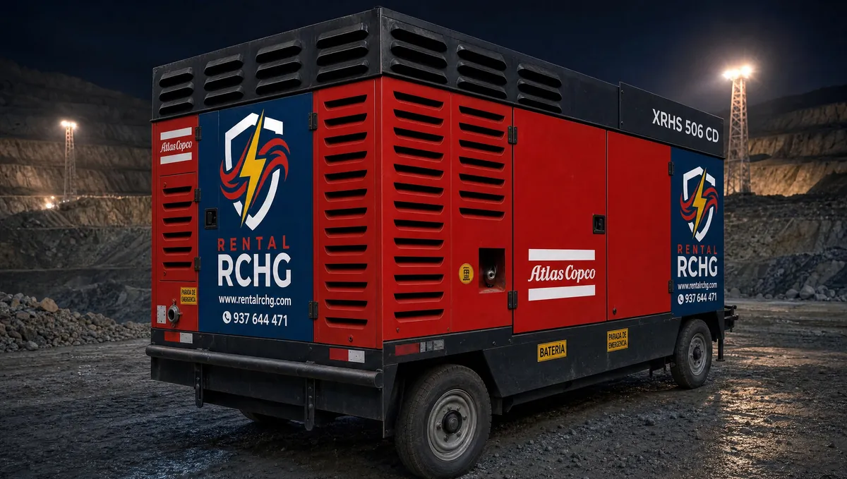 Compresora de aire de alta presión Atlas Copco XRHS 506 CD de Rental RCHG en una mina de tajo abierto